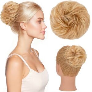 Golden Brown Bleach Blonde Human Hair Bun Hair Extension